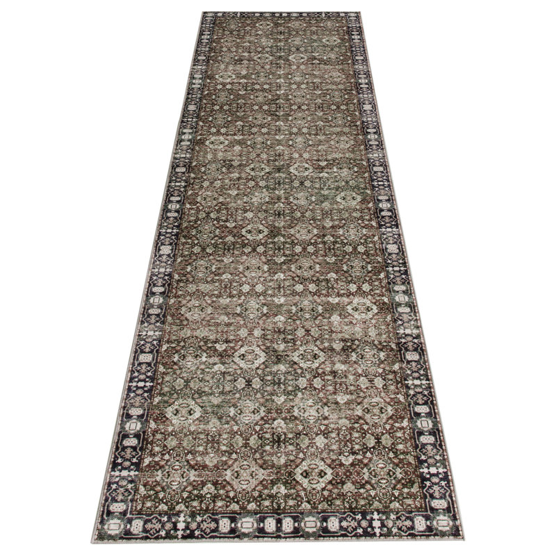Tapis délavé à la machine vintage lavable à la machine Cynthia, Rectangle 2 pi 6 po x 9 pi