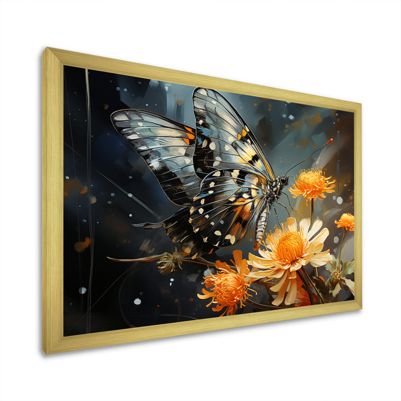 " Yellow Black Butterfly Haven ", Gold Single Picture Framed, 30" H x 40" W x 1.5" D