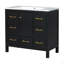 Ensemble de meuble-lavabo 36 po avec lavabo en résine, armoire de rangement en bois massif, ensemble de meuble-lavabo autoportant avec 5 portes à fermeture douce-117193596