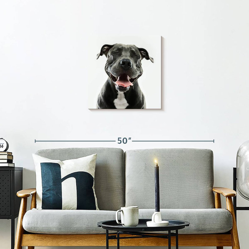 Brampt Smiling Black Pitbull, 20" H x 20" W