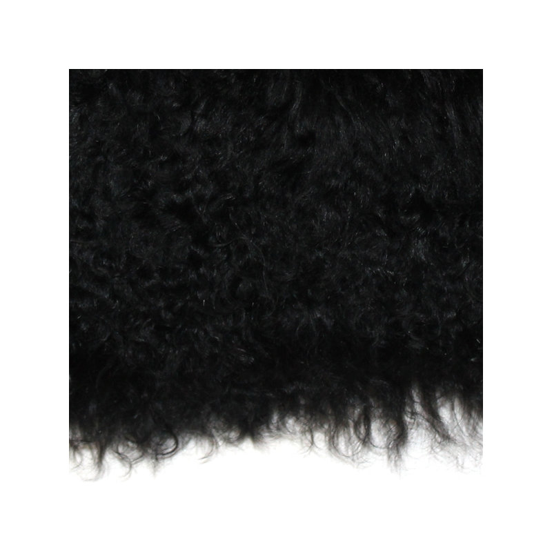  Mongolian Sheepskin Pillow Cover and Insert, Black