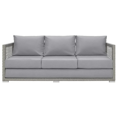 Aura Outdoor Wicker Rattan Sofa In Gray Gray