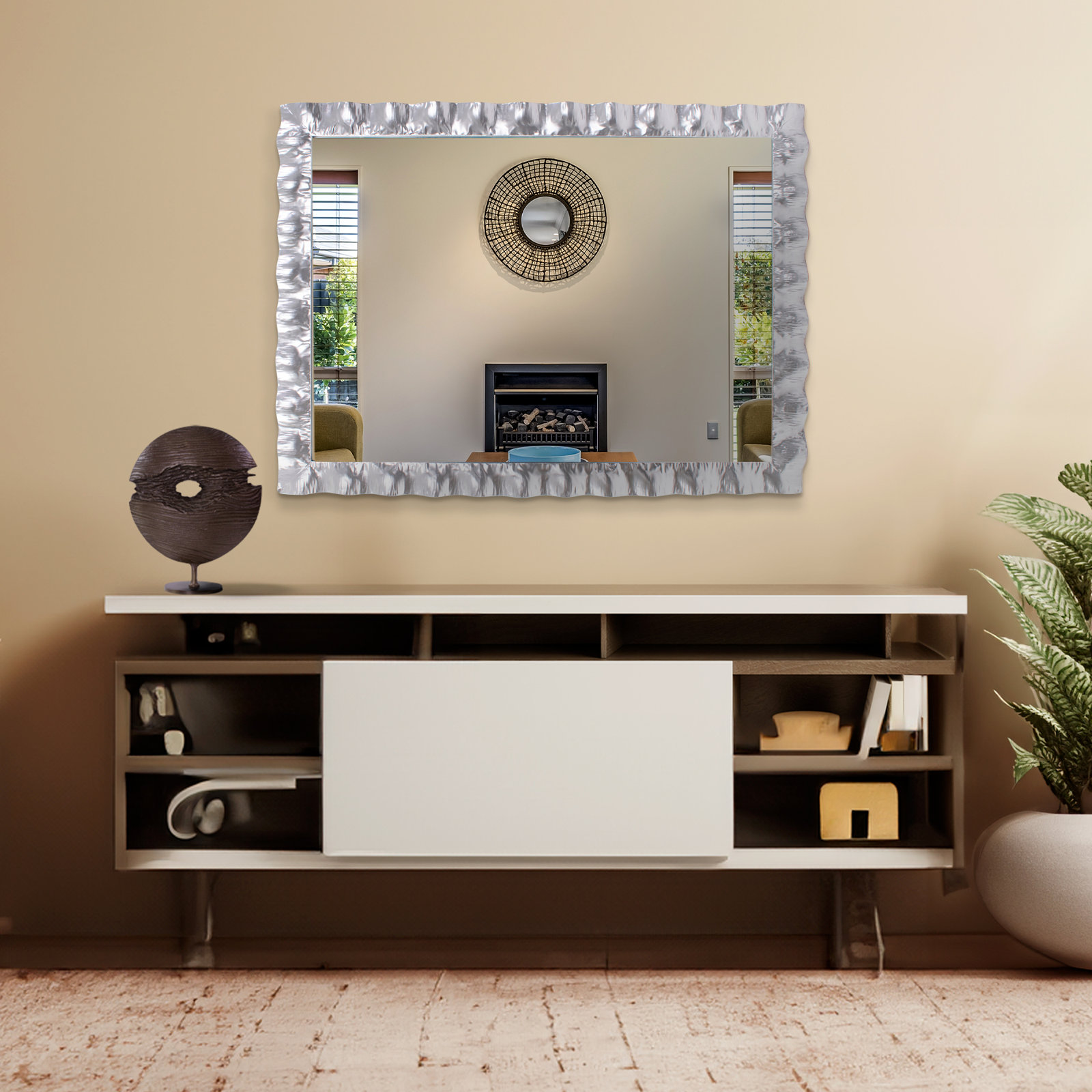 Theodore Metal Mirror, 40" x 29.5", Silver