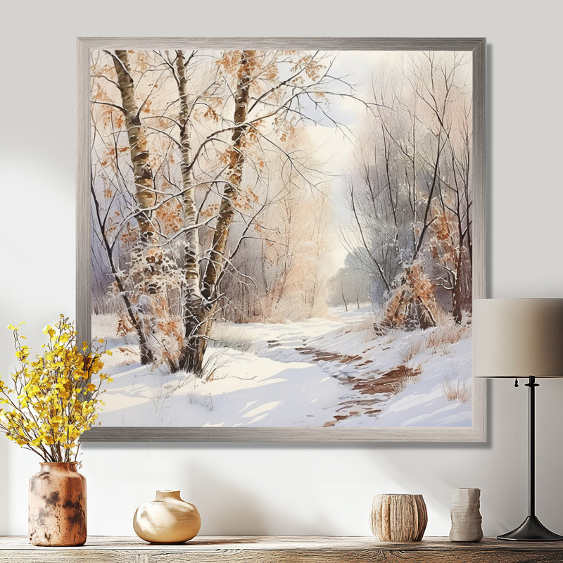 «Trees Charm In Winter - Tree», art mural sur toile, H 16 po x l 16 po x P 1 po, Cadre simple argenté