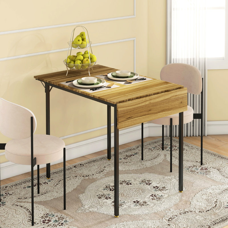 Industrial Kitchen Table, Walnut Space Saving Drop Leaf Folding For 2 - 4 Usage 4,