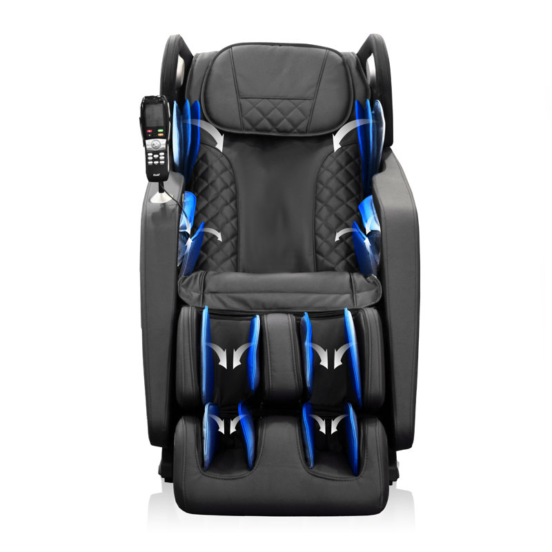 Black Faux Leather Recliner with Massage and Airbags