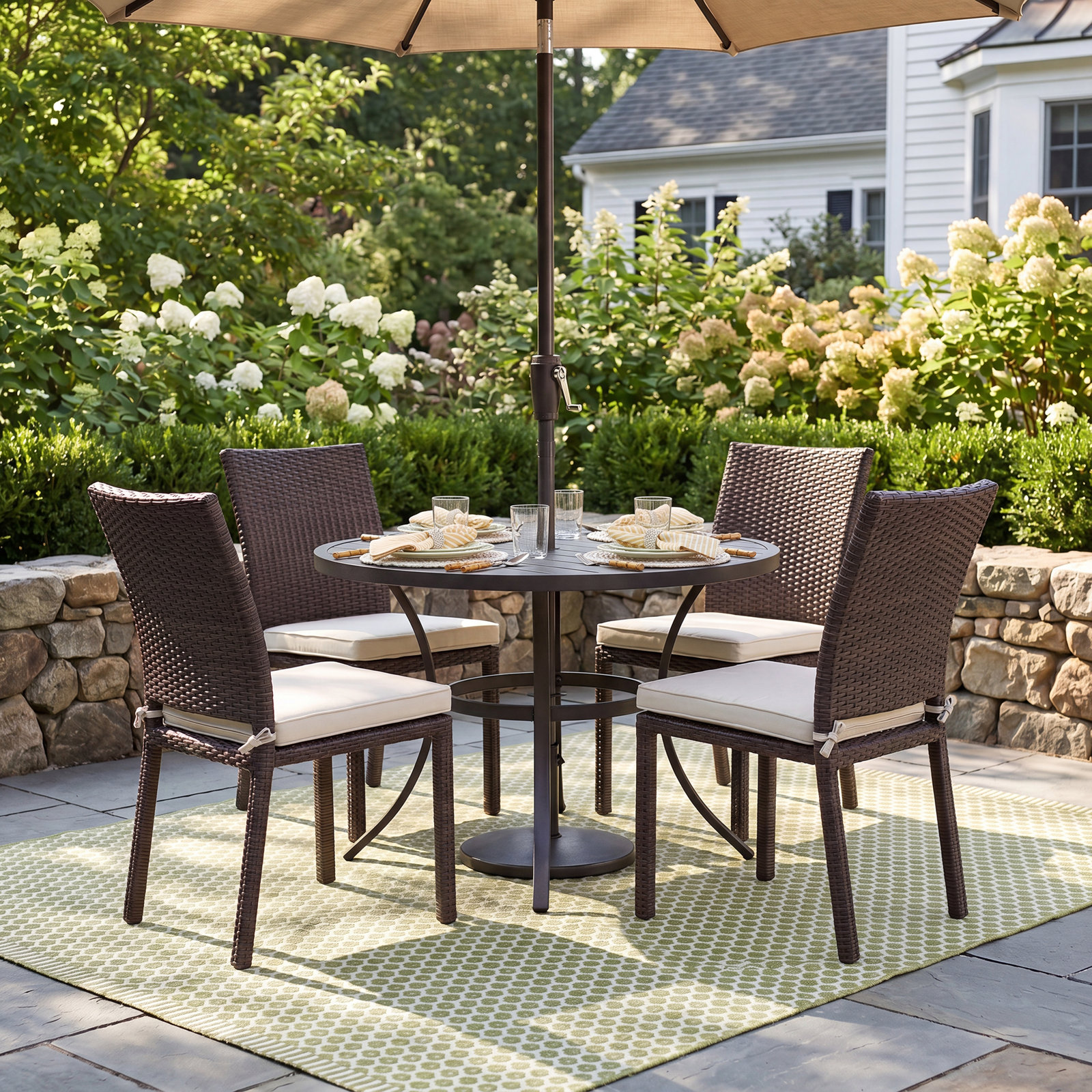 Alyisa Stackable Aluminum Patio Dining Chair, White Performance, Brown