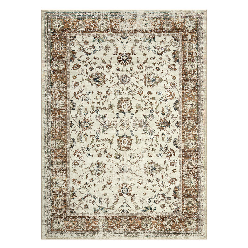 Washable Area Rug Area Rugs for Bedroom Non Slip Area Rug Vintage Rugs for Living Room Bedroom Dining Room, Red