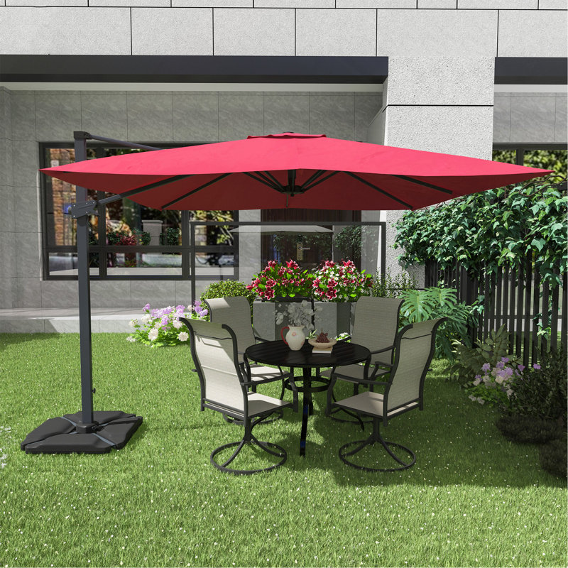 Parasol carré déporté de 3 m (rouge, base non incluse)