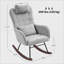 Chaise berçante moderne avec appui-tête HOMcom Coussin lombaire, base en bois de hêtre avec structure en acier | Gris clair | Polyester