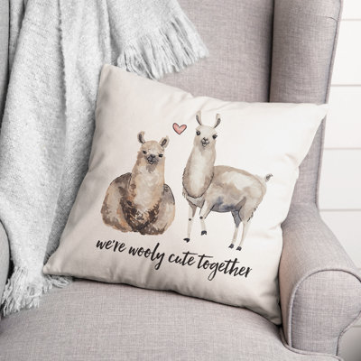 Housse de coussin carrée en lamas de laine mignonne et insert