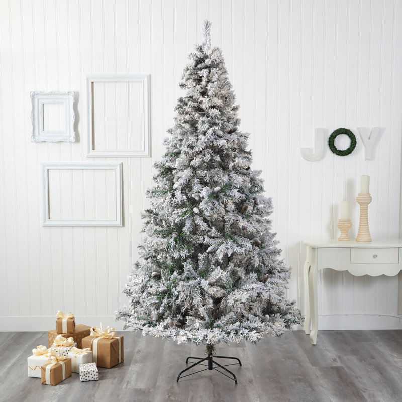 Arbre de Noël artificiel pin floqué, H 8 pi