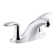 Coralais® Two-Handle Centerset Bathroom Sink Faucet with 0.5 gpm Vandal-Resistant Aerator and Red/Blue Indicator, Less Drain