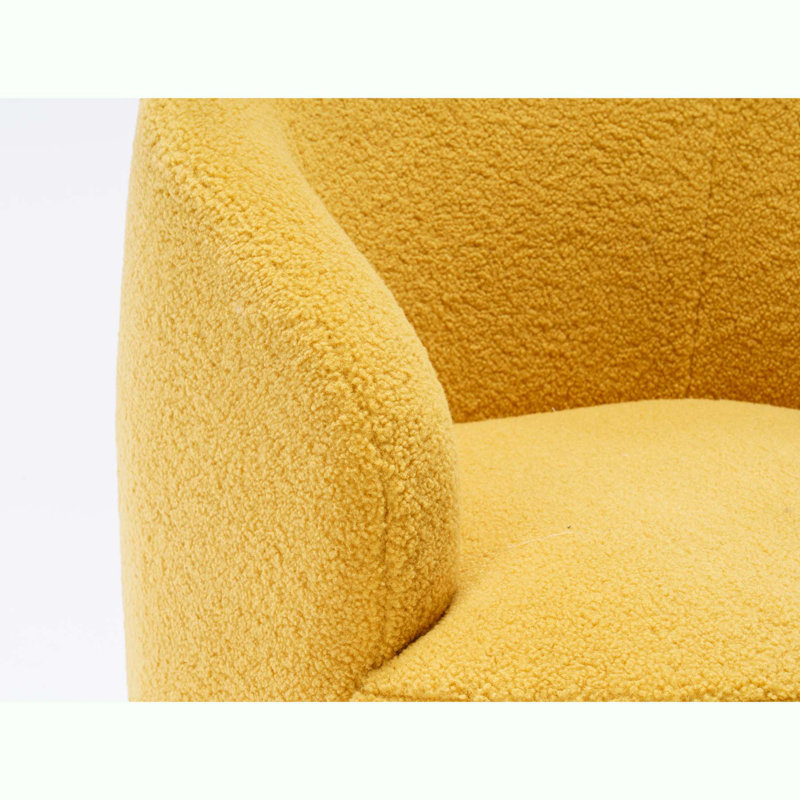 Swivel Accent Armchair Barrel Chair With Powder Coating Metal Ring, Teddy Yellow