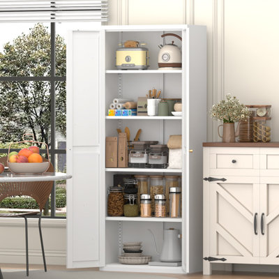 Armoire de rangement réglable en métal à deux portes avec tablettes pour la cuisine, le garde-manger, le salon et le bureau
