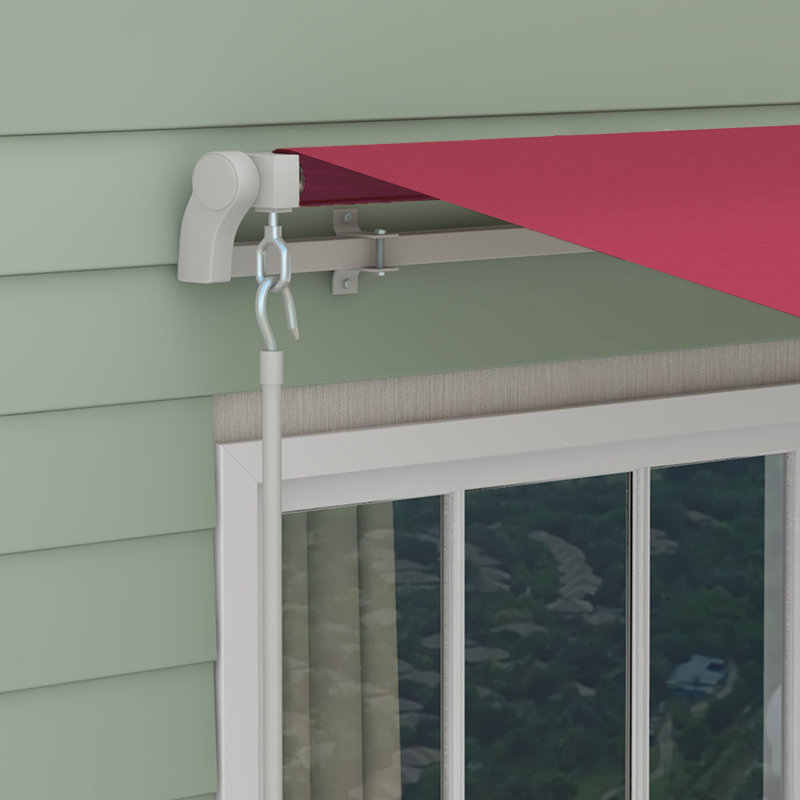 Manual Retraction Slope Patio Awning, Wine Red, 156" W  x 96" D