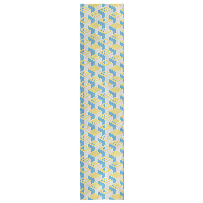 Chemin de table Classic Skyscrapers, 16 po x 90 po, Bleu sarcelle/jaune