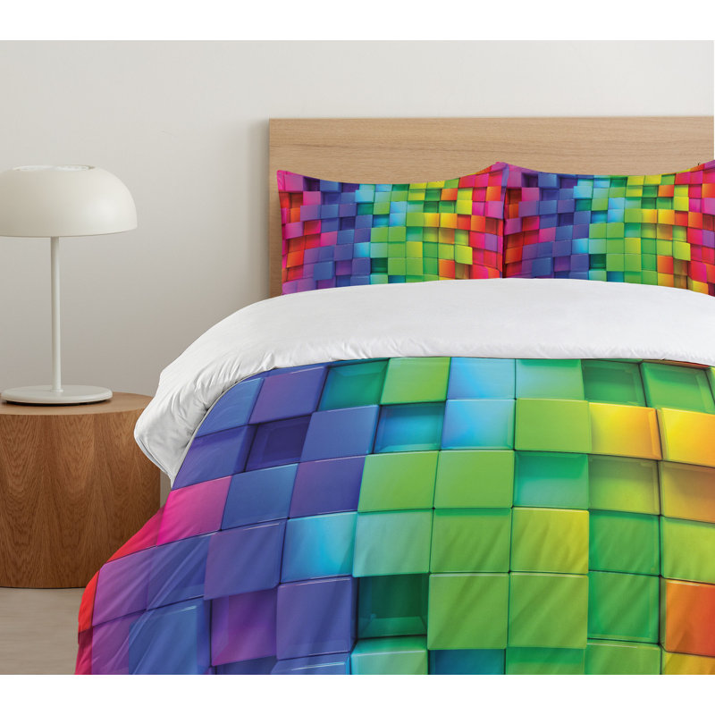 Modern & Contemporary Polyester Geometric Shapes Duvet Cover, Queen