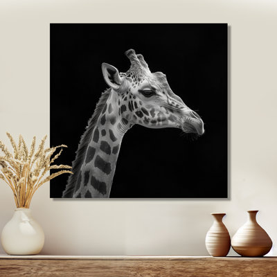 Girafe sur fond noir - reproduction d'art girafe