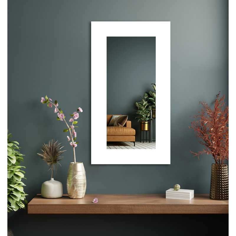 Maci Eileen Engineered Wood Flat Wall Mirror, 22" x 33", Gloss White