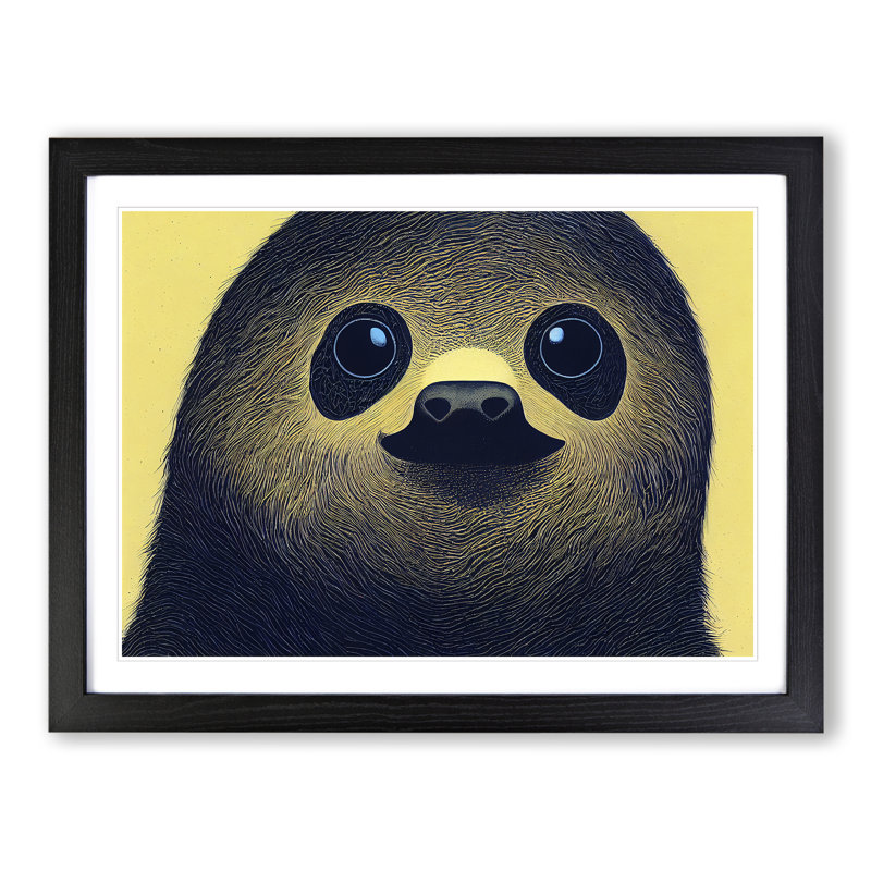 Groovy Sloth - Single Picture Frame Print, 46cm H x 64cm W x 2cm D, Black Framed