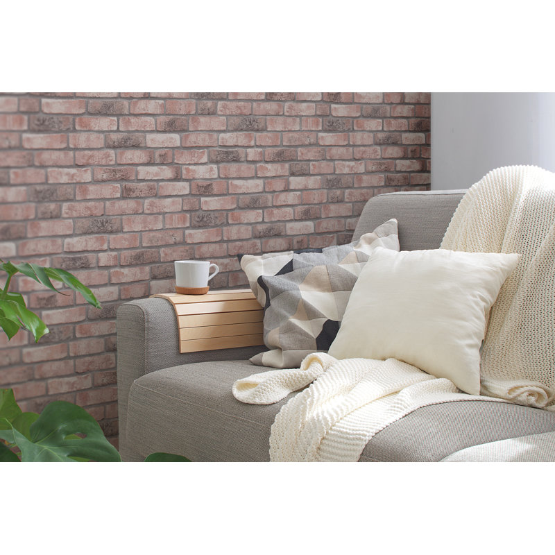 Bricks and More Collection Brick Weathered Effect Wallpaper Roll, Beige