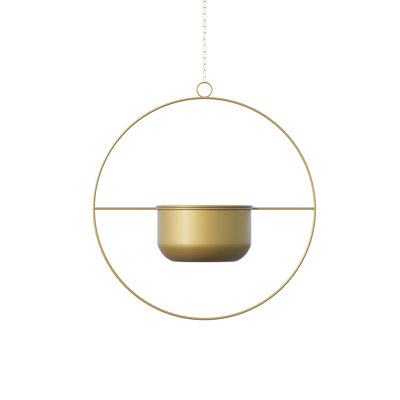 Becontree Elegant Gold Decorative Pot, 15.7 x 15.7 x 6.7 inches | 100% Metal Construction, Max Weight Capacity: 11 lbs | Includes Hanging Apparatus | Perfect for Indoor or Outdoor Decor, Stylish and Durable Design