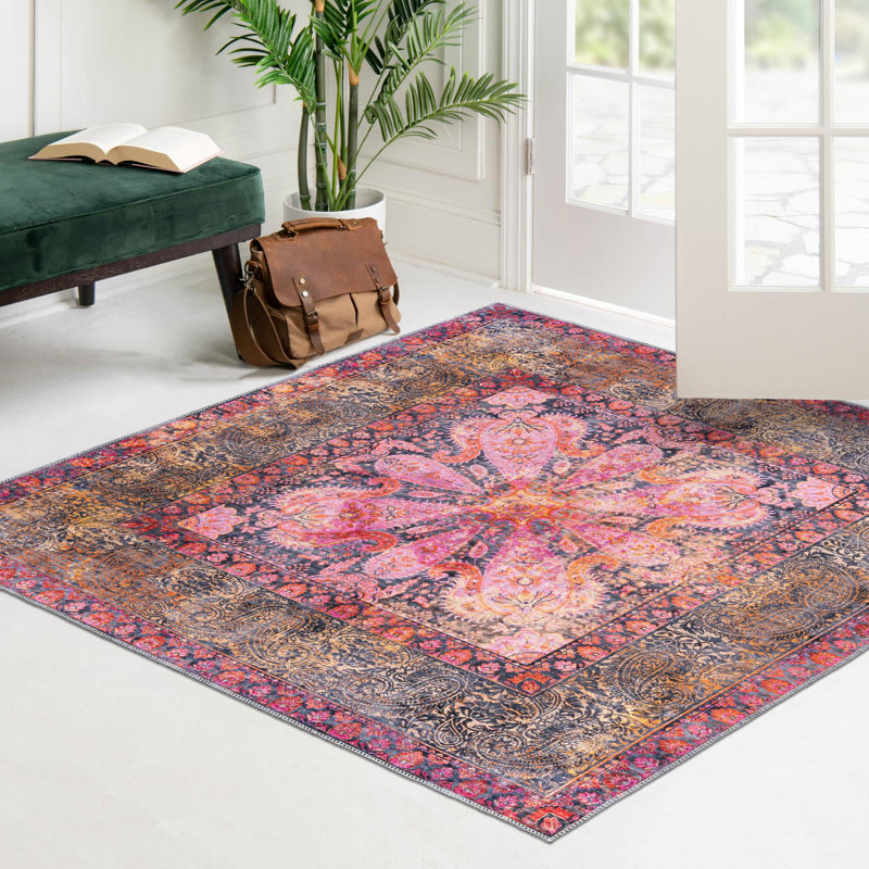 Guth Chenille Washable Oriental Indoor Rug, Square 7'10" x 7'10"