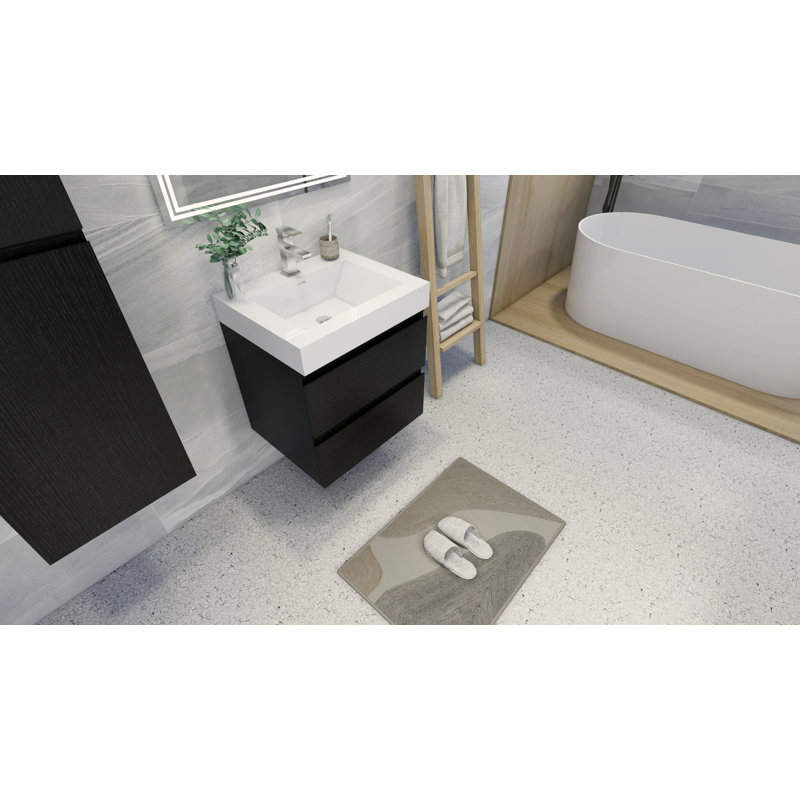 Leni 23.5'' Single Bathroom Vanity with Acrylic Top, Black