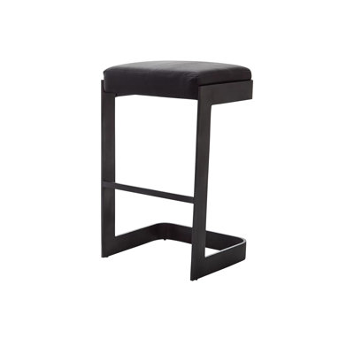 Regan Bar Stool w/Black Leather-Graphite