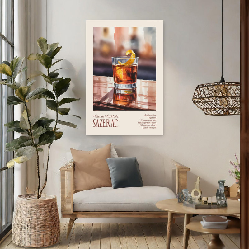 Art mural rétro classique classique Sazerac, H 48 po x l 32 po
