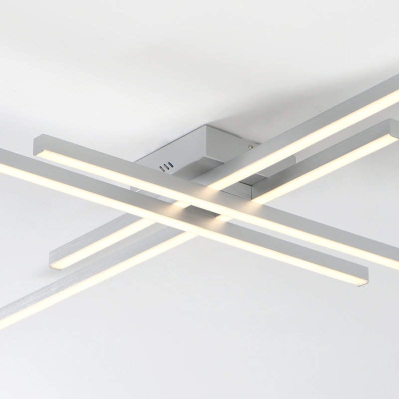 Plafonnier semi-encastré à DEL 4 lumières Whisman, Argent, H 3,3 po x l 43 po x P 43 po