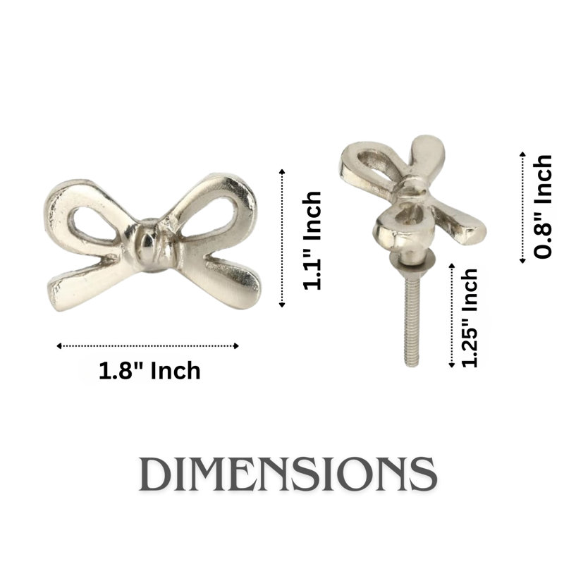 Bow 1 7/8" Length Novelty Knob Multipack, Silver