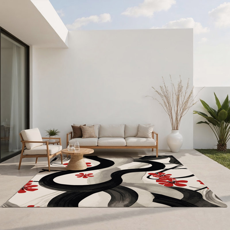 Crimson Breeze Indoor And Outdoor Area Rug, Rectangle 2' x 3'
