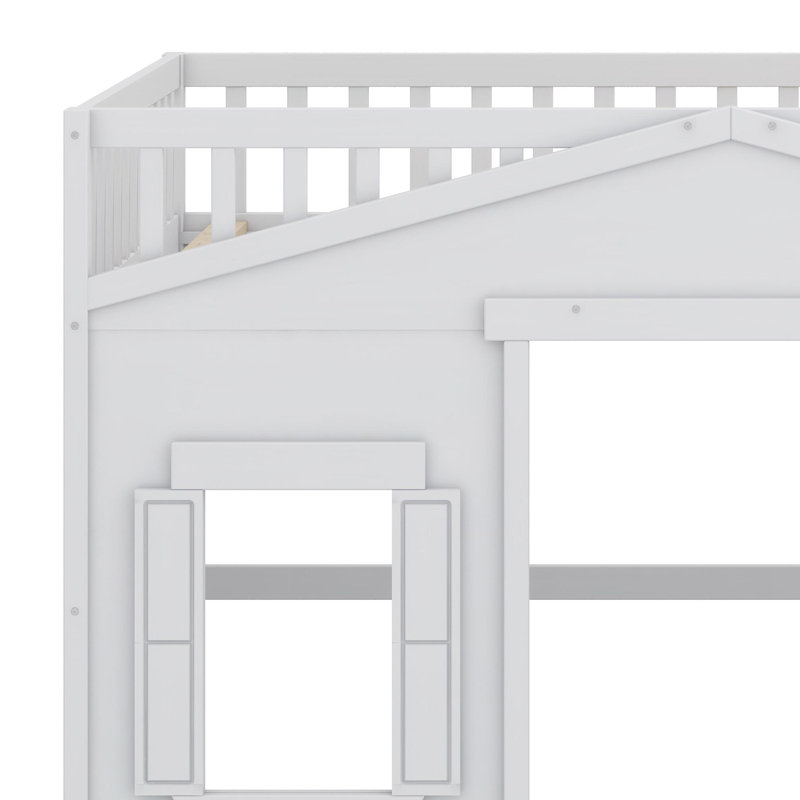 House Loft Bed With Ladder, White