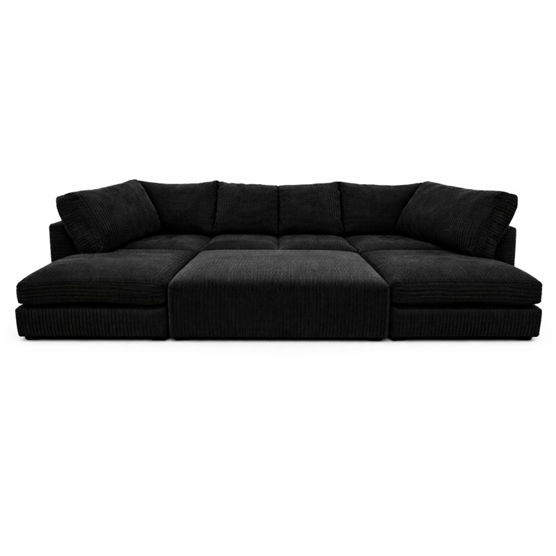 7 Seater Corduroy Sofa Bed, Black