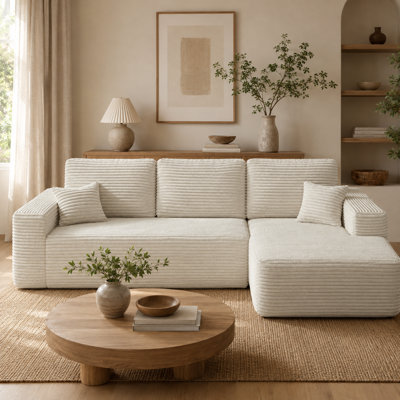 Canapé d'angle modulaire en forme de L Cloud noir de 267 cm (105 po) avec méridienne et poches latérales, revêtement en tissu pelucheux, assise profonde, aucun assemblage requis, pour le salon et la chambre.