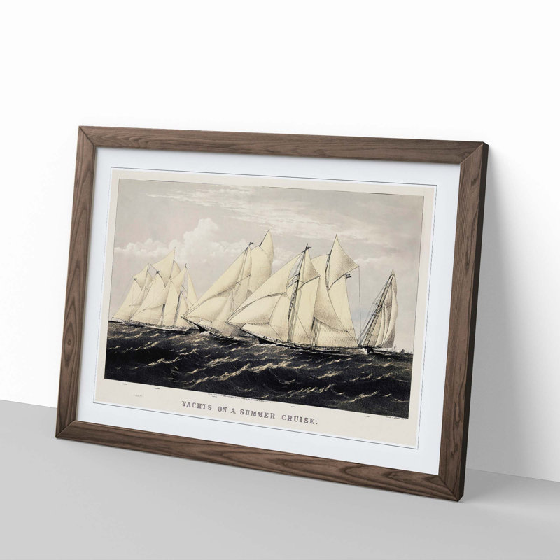 Yachts on a Summer Cruise - Picture Frame Painting Print, Walnut Framed, 48cm H x 65cm W x 2cm D