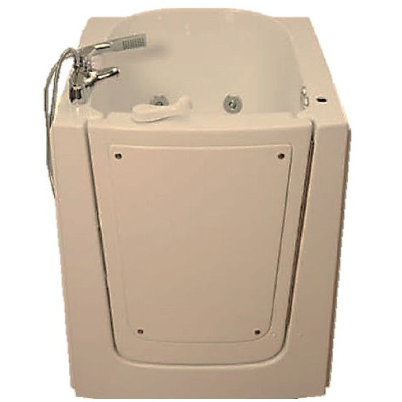 38'' x 33'' Whirlpool Fiberglass Bathtub with Faucet, Right, Beige