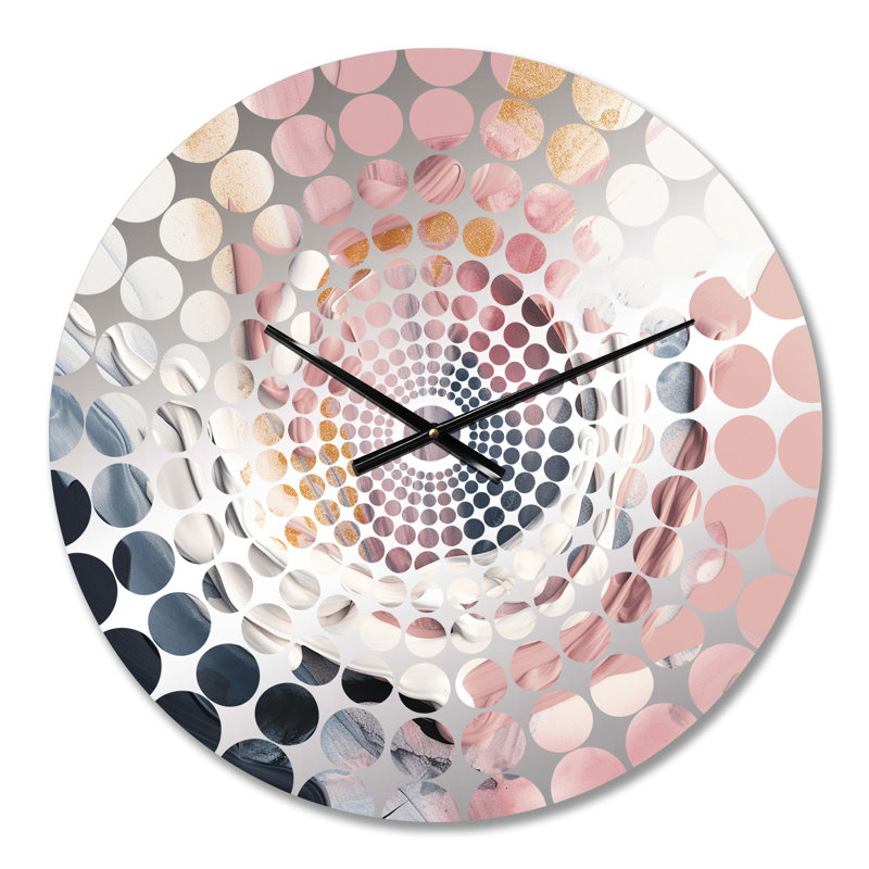 Horloge murale abstraite rose et bleue «Beauty in Marble Art III», Petit