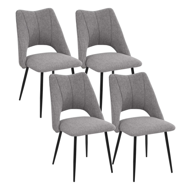 Ensemble de 4 chaises modernes avec pieds en métal et pieds réglables, Gris