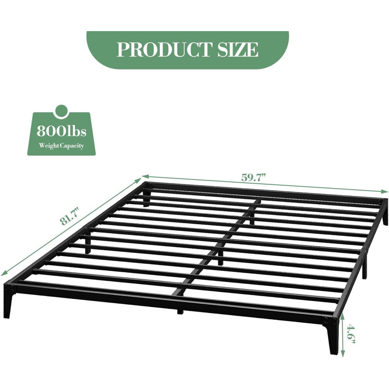 6 Inch Twin/Full/Queen Size Bed Frame, Heavy Duty Metal Platform Bed Frame, 6 Inch/Queen Size