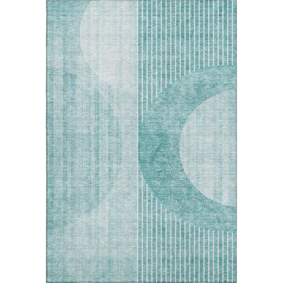 Premium Machine Washable Prisco Teal Rug