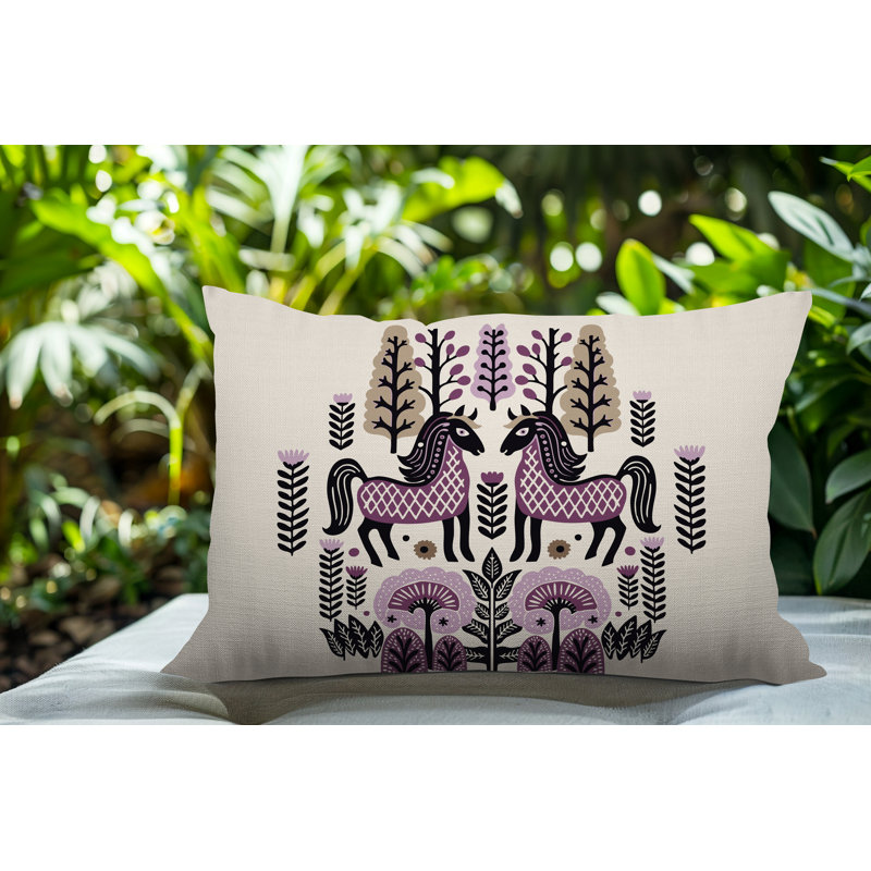 Coussin lombaire réversible intérieur / extérieur Stai Horse, Mauve, Rectangle H 14 po x l 20 po
