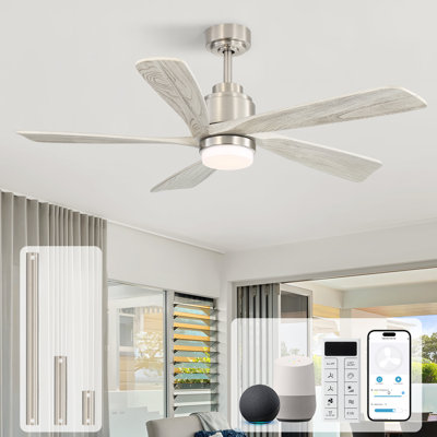 Sofucor 52" 5-Solid Blade Smart Modern Ceiling Fan with LED Light and Remote