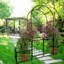 Arche de jardin, arche de jardin en métal avec barrière 79,5 "de large x 86,6" de hauteur supportant les arches roses