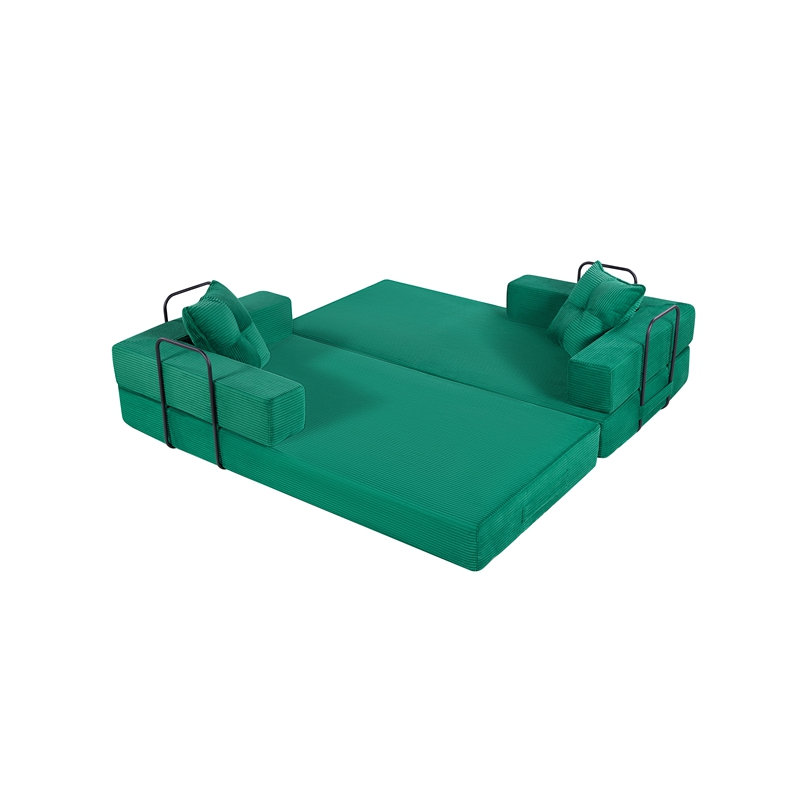 Canapé-lit avec coussin carré, canapé-lit pliant pour le salon, chambre à coucher, Vert