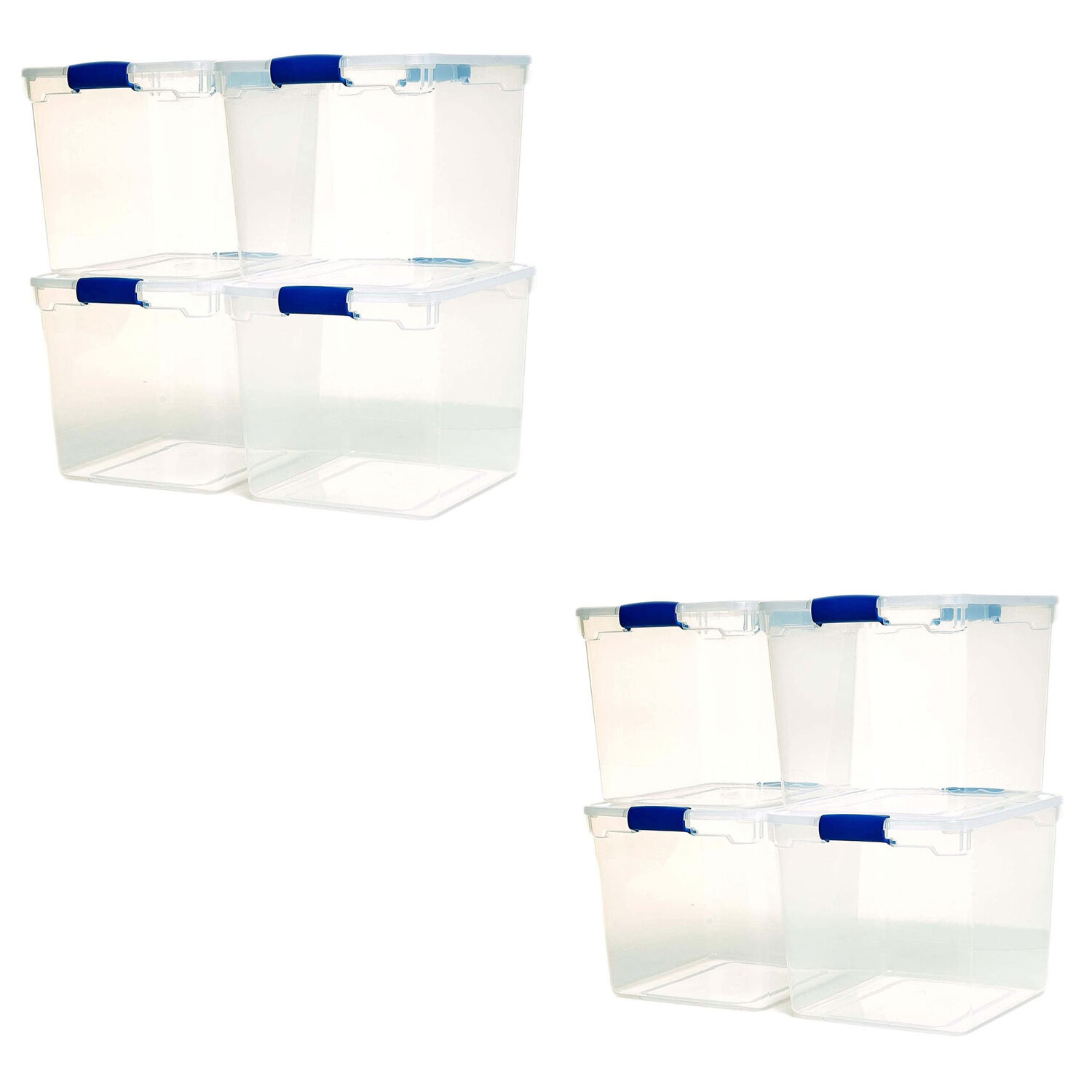 Homz 112 Quart Multipurpose Stackable Storage Container Tote Bins with  Secure Latching Lids for Home and Office Organization, Clear (2 Pack)