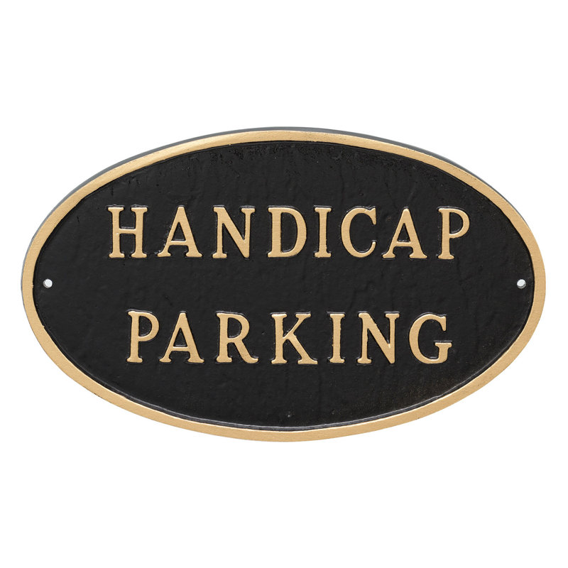 Plaque de jardin de l’état du parking handicap, Noir / or, H 10 po x l 18 po x P 0,25 po