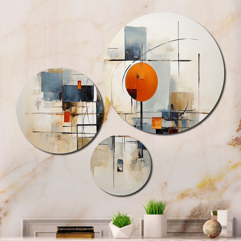 Colorful Mid Century Abstract Elegance I - Mid-century Metal Wall Decor Set
